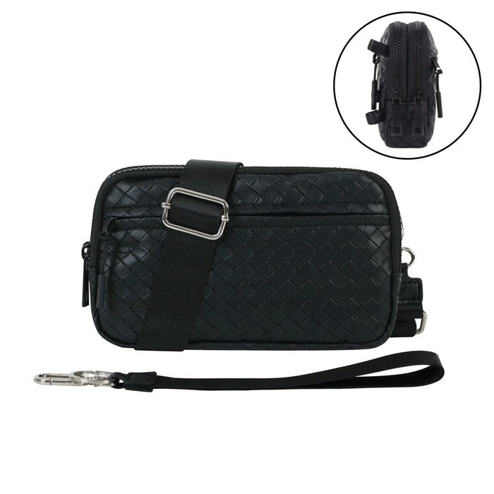 Statshy – Woven Leather Crossbody Wallet